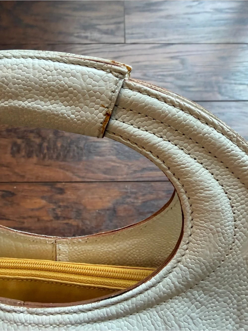 Brahmin White Leather and Natural Woven Tote